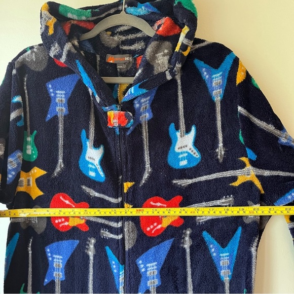 Mountain Ridge Men’s Medium Guitar Fleece Hooded Onesie Pajamas Unisex Cozy - Picture 7 of 14